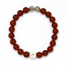 Load image into Gallery viewer, Carnelian Infinity Round Silver Bracelet (8 MM)