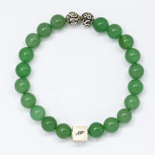Load image into Gallery viewer, Green Aventurine Infinity Round Silver Bracelet (8 MM)
