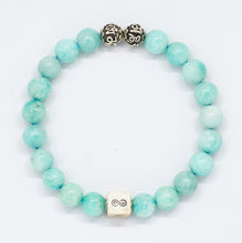 Load image into Gallery viewer, Amazonite Infinity Round Silver Bracelet (8 MM)
