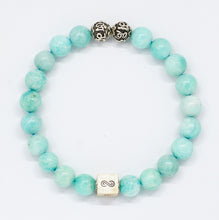 Load image into Gallery viewer, Amazonite Infinity Round Silver Bracelet (8 MM)