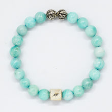 Load image into Gallery viewer, Amazonite Infinity Round Silver Bracelet (8 MM)
