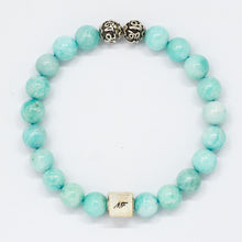 Load image into Gallery viewer, Amazonite Infinity Round Silver Bracelet (8 MM)