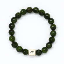 Load image into Gallery viewer, Jade Super Infinity Silver Bead Bracelet (8 MM)
