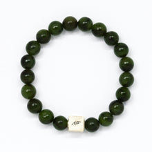 Load image into Gallery viewer, Jade Super Infinity Silver Bead Bracelet (8 MM)