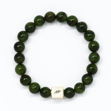 Load image into Gallery viewer, Jade Super Infinity Silver Bead Bracelet (8 MM)