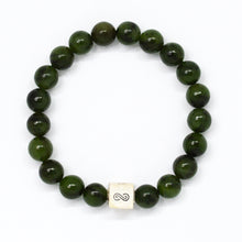 Load image into Gallery viewer, Jade Super Infinity Silver Bead Bracelet (8 MM)
