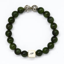 Load image into Gallery viewer, Jade Super Infinity Round Silver Bead Bracelet (8 MM)