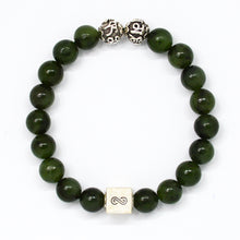 Load image into Gallery viewer, Jade Super  Infinity Round Silver Bead Bracelet (8 MM)
