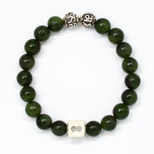 Load image into Gallery viewer, Jade Super Infinity Round Silver Bead Bracelet (8 MM)