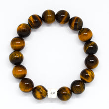 Load image into Gallery viewer, Tiger Eye Infinity Silver Bead Bracelet (12 MM)