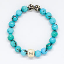 Load image into Gallery viewer, American Turquoise Round Infinity Silver Bracelet (8 MM)
