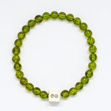 Load image into Gallery viewer, Peridot Stone Infinity Silver Bead Bracelet (8 MM)
