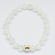 Load image into Gallery viewer, Selenite Infinity Silver Bead Bracelet (8 MM)