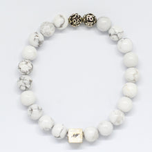 Load image into Gallery viewer, White Howlite Round Infinity Silver Bracelet (8 MM)