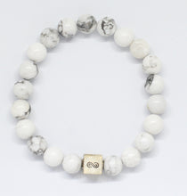 Load image into Gallery viewer, White Howlite Infinity Silver Bead Bracelet (8 MM)
