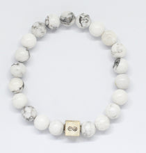 Load image into Gallery viewer, White Howlite Infinity Silver Bead Bracelet (8 MM)