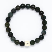 Load image into Gallery viewer, Moss Agate Infinity Silver Bead Bracelet (8 MM)
