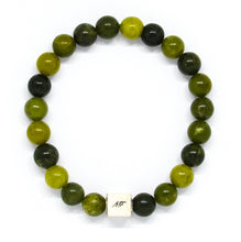 Load image into Gallery viewer, Canadian Jade Infinity Silver Bead Bracelet (8 MM)