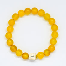 Load image into Gallery viewer, Yellow Agate Infinity Silver Bead Bracelet (8 MM)
