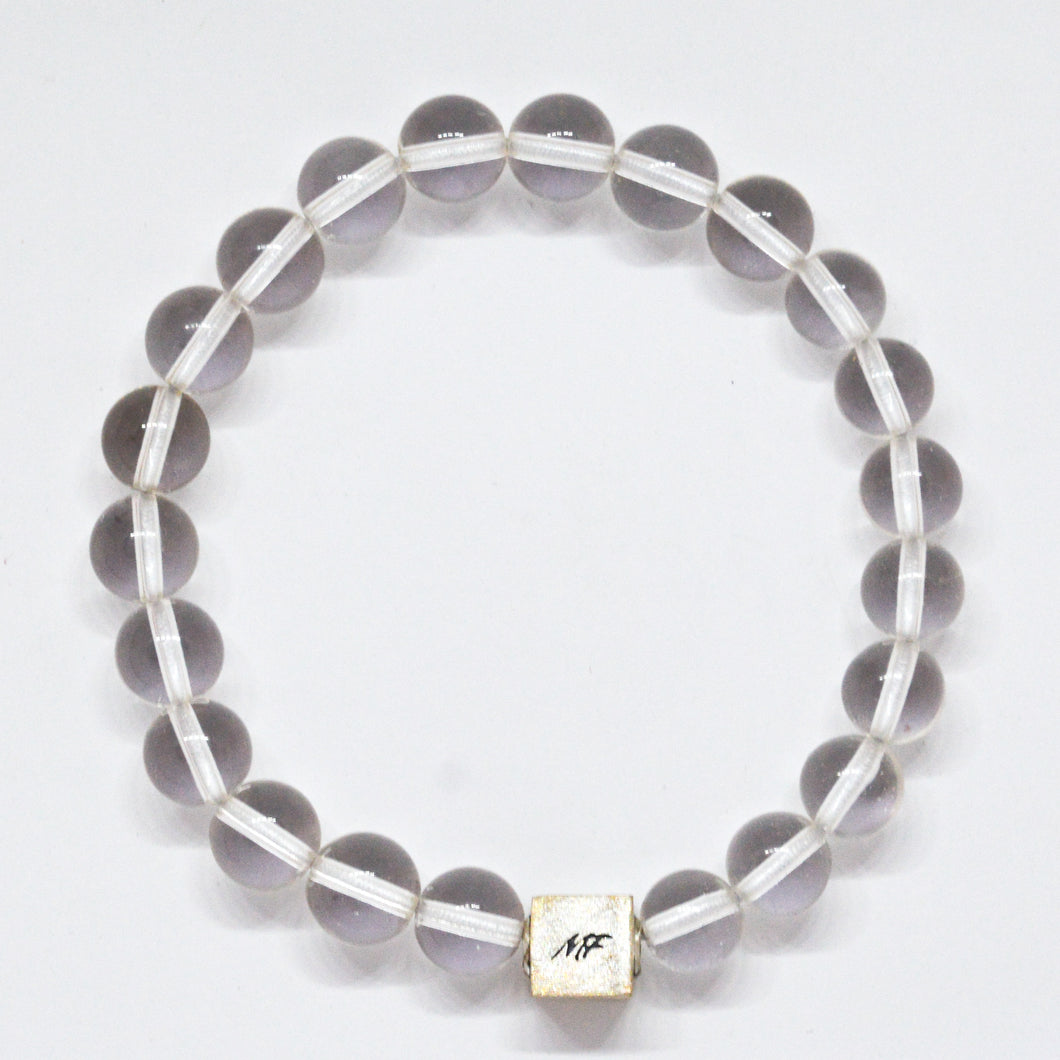 Clear Quartz Infinity Silver Bead Bracelet (8 MM)