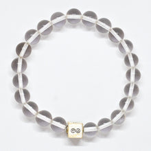 Load image into Gallery viewer, Clear Quartz Infinity Silver Bead Bracelet (8 MM)