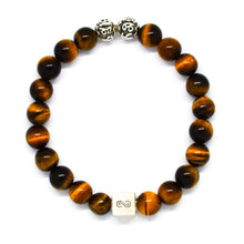 Load image into Gallery viewer, Tiger Eye Round Infinity Silver Bracelet (8 MM)