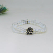 Load image into Gallery viewer, Layered Opal Stone Silver bead Bracelet (12 MM)