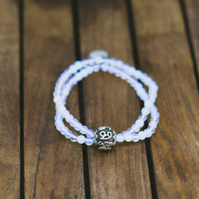 Load image into Gallery viewer, Layered Opal Stone Silver bead Bracelet (12 MM)