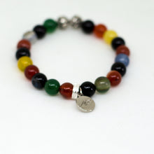 Load image into Gallery viewer, Multi Color Agate Stone Silver Bead Bracelet (8 MM)
