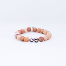 Load image into Gallery viewer, Pink Aventurine Silver Bead Bracelet (8 MM)