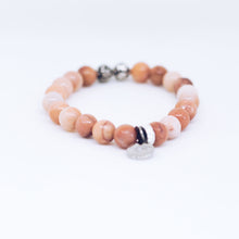 Load image into Gallery viewer, Pink Aventurine Silver Bead Bracelet (8 MM)
