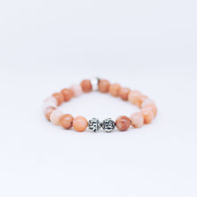 Load image into Gallery viewer, Pink Aventurine Silver Bead Bracelet (8 MM)