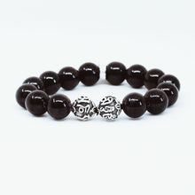 Load image into Gallery viewer, Garnet Stone Silver Bead Bracelet  (12 MM)