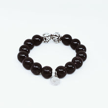 Load image into Gallery viewer, Garnet Stone Silver Bead Bracelet  (12 MM)