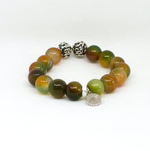 Load image into Gallery viewer, Grape Agate Stone Silver Bead Bracelet (12 MM)
