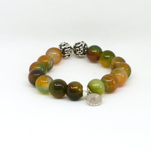 Load image into Gallery viewer, Grape Agate Stone Silver Bead Bracelet (12 MM)