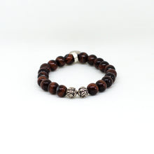 Load image into Gallery viewer, Red Tiger Eye Stone Silver Bead Bracelet (8 MM)