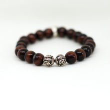 Load image into Gallery viewer, Red Tiger Eye Stone Silver Bead Bracelet (8 MM)
