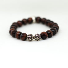 Load image into Gallery viewer, Red Tiger Eye Stone Silver Bead Bracelet (8 MM)
