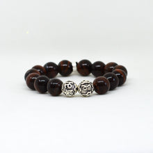 Load image into Gallery viewer, Red Tiger Eye Stone Silver Bead Bracelet (12 MM)
