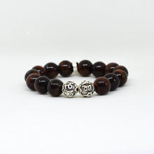 Load image into Gallery viewer, Red Tiger Eye Stone Silver Bead Bracelet (12 MM)