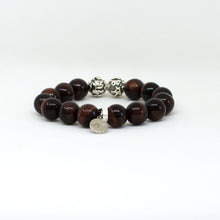 Load image into Gallery viewer, Red Tiger Eye Stone Silver Bead Bracelet (12 MM)