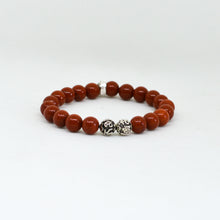 Load image into Gallery viewer, Red Jasper Stone Silver Bead Bracelet (8 MM)
