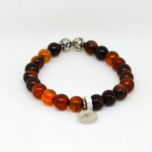 Load image into Gallery viewer, Dream Agate Stone Silver Bead Bracelet (8 MM)