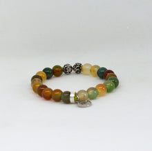 Load image into Gallery viewer, Grape Agate Stone Silver Bead Bracelet (8 MM)