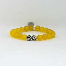 Load image into Gallery viewer, Yellow Agate Stone Silver Bead Bracelet (8 MM)