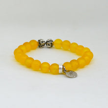Load image into Gallery viewer, Yellow Agate Stone Silver Bead Bracelet (8 MM)
