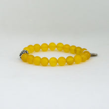 Load image into Gallery viewer, Yellow Agate Stone Silver Bead Bracelet (8 MM)