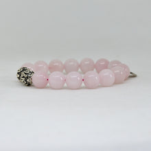 Load image into Gallery viewer, Rose Quartz Silver Bead Bracelet (12 MM)