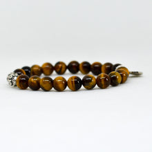 Load image into Gallery viewer, Tiger Eye Stone Silver Bead Bracelet (8 MM)